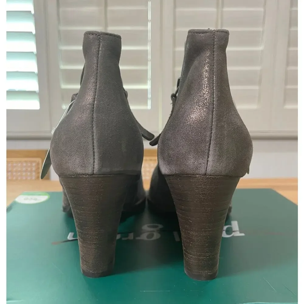 Paul Green Malibu Sliced Double Zip Bootie Nubuck Antique Metallic Size 10.5 NIB